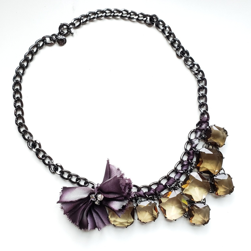 J. Crew Black Purple Yellow Statement Necklace